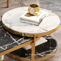 북유럽 라운드 티 테이블 확장 가능한 유리 커피 테이블